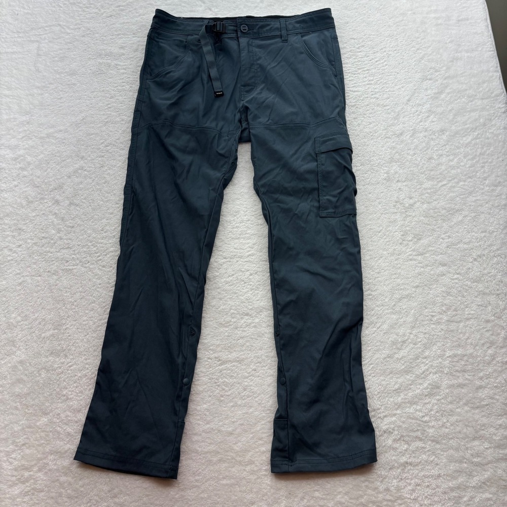 Prana Zion Slim Fit Hiking Pants Mens 34x30 Charcoal Blue Stretch Nylon Cargo